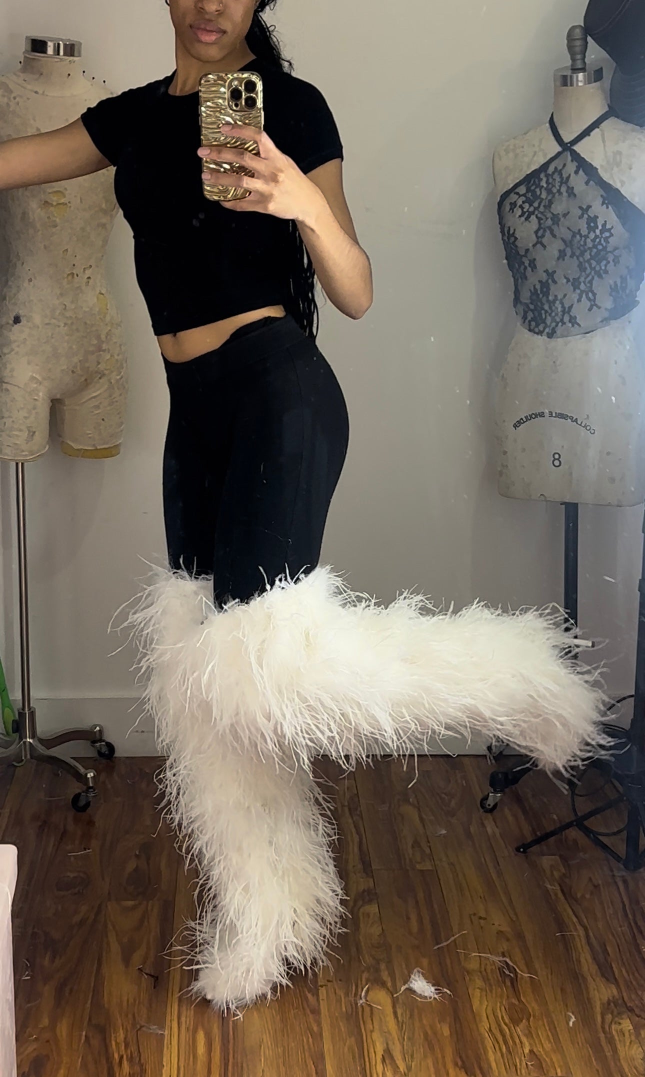 Handmade Ostrich Feather Boots